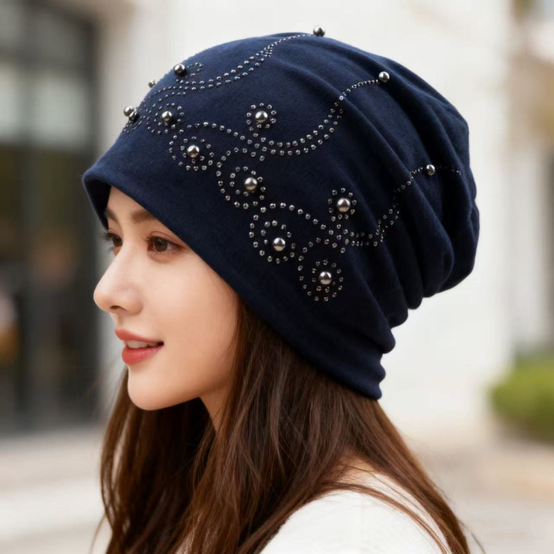 Bonnet Femme Orné de Strass et Perles