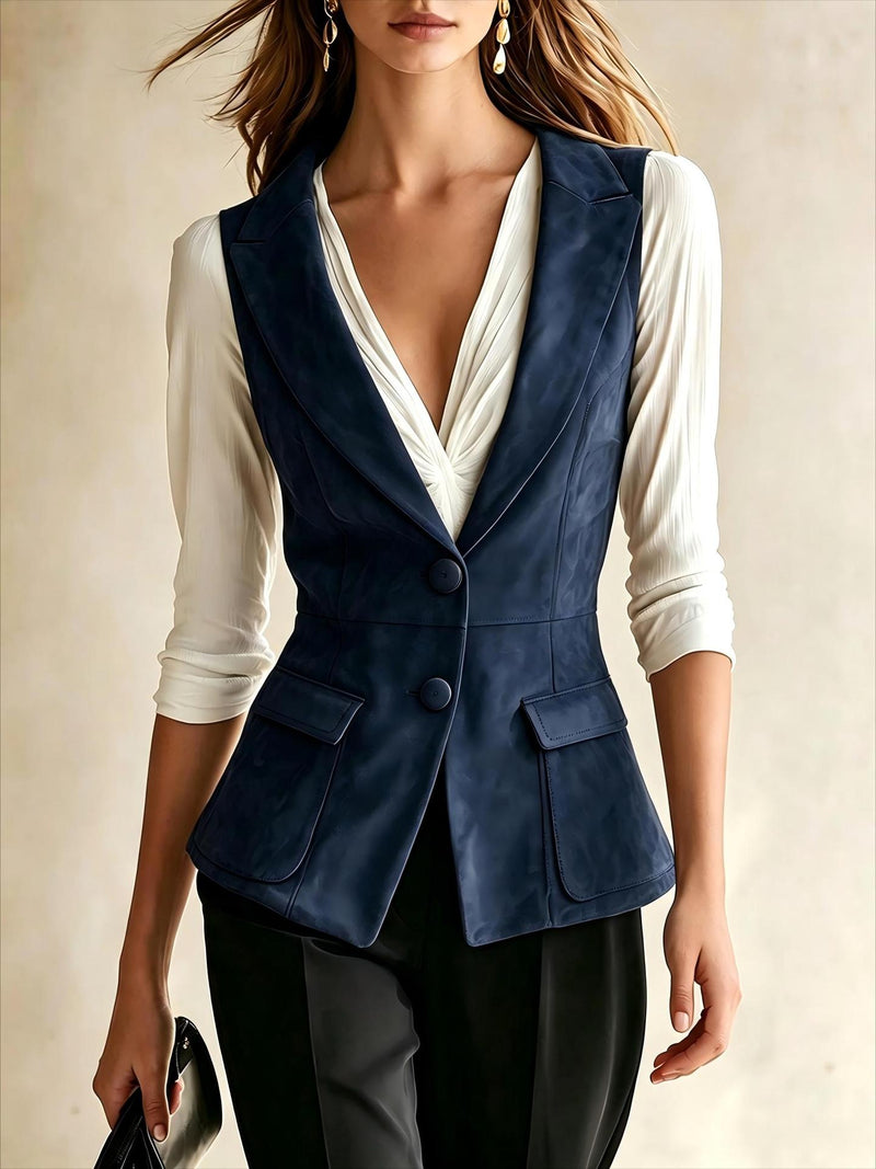 Gilet Femme en Suédine à Col V