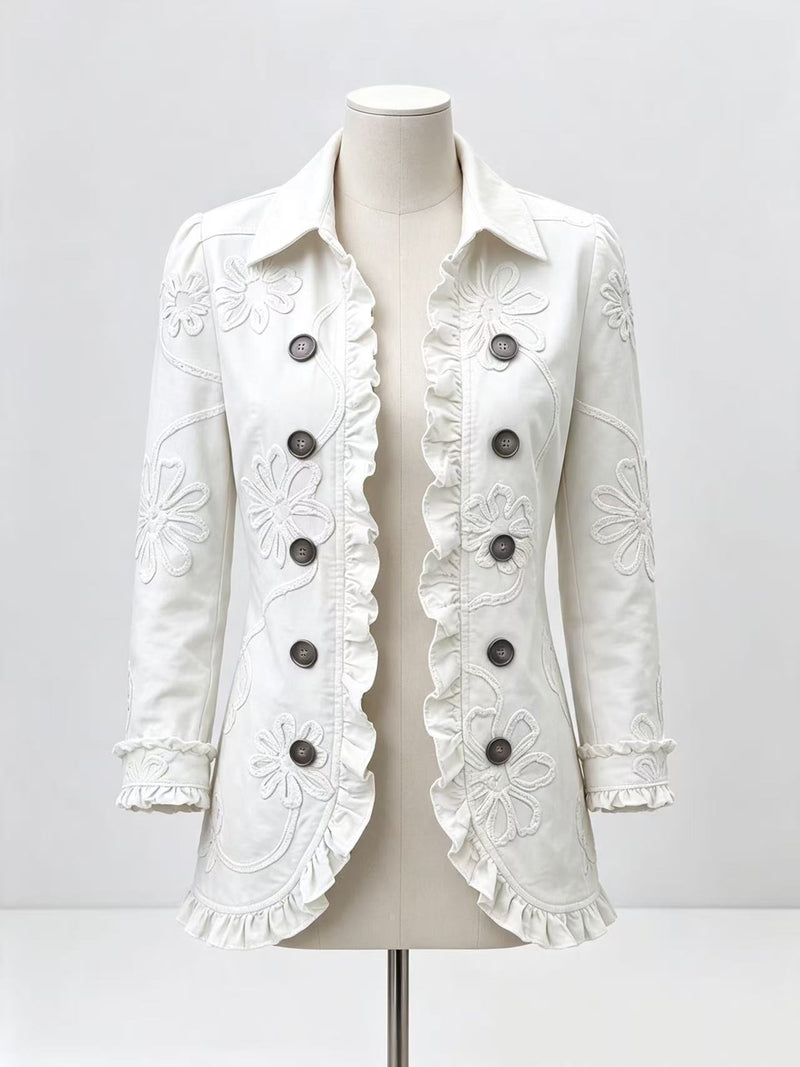 Blazer Plissé à Volants – Élégance Féminine pour le Bureau