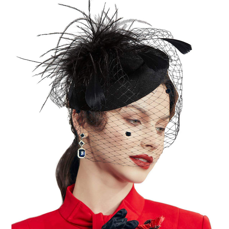 Bibi Femme Élégant avec Plumes et Nœud