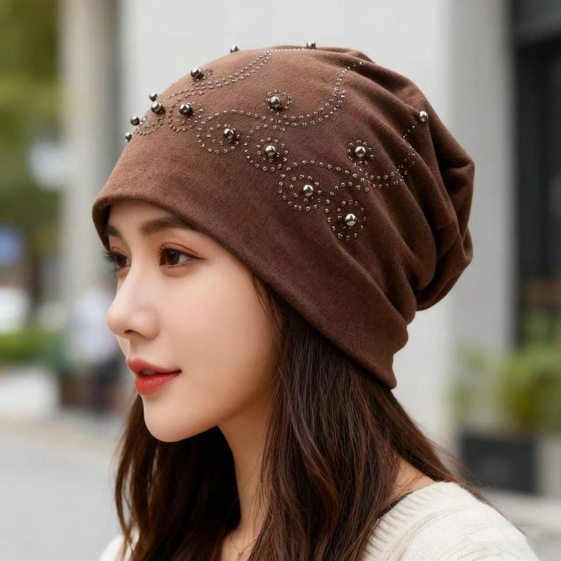 Bonnet Femme Orné de Strass et Perles