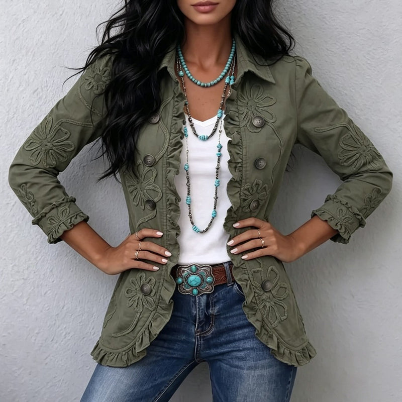 Blazer Plissé à Volants – Élégance Féminine pour le Bureau